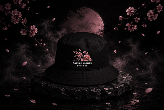 Midnight Sakura Bucket Hat (Black)